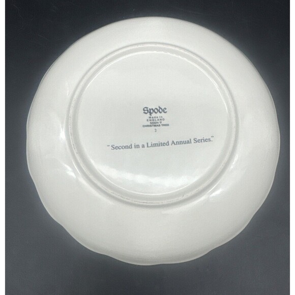 Spode Christmas Tree RED Band Round Fluted Dish 2nd Limited Annual Series 5” - Picture 3 of 3
